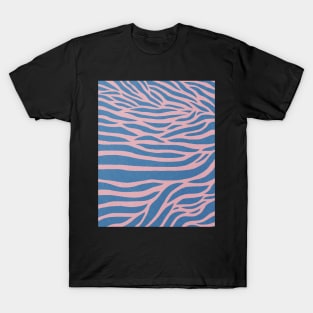 Pink blue abstract zebra pattern, Mid century art T-Shirt